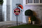 Festive Infinity Lighting Festive Lit Infinity Santa Stop Here With Hat on Stake 40cm